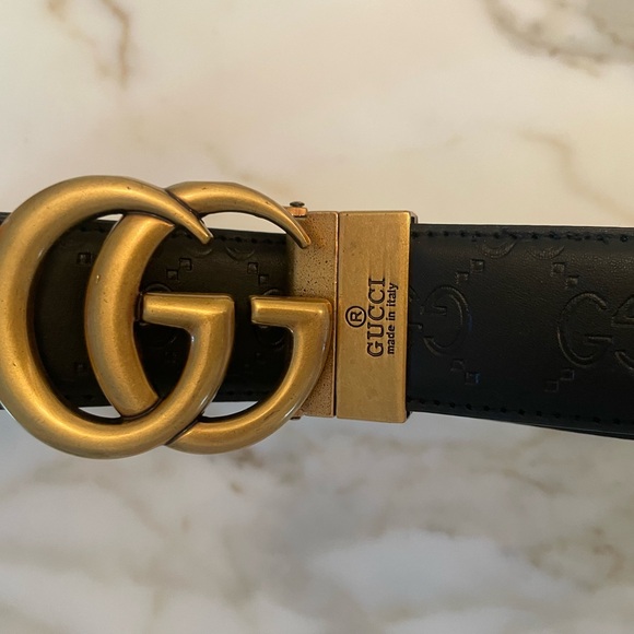 NIB. GUCCI. GG belt. Black with Brass GG - Picture 5 of 5